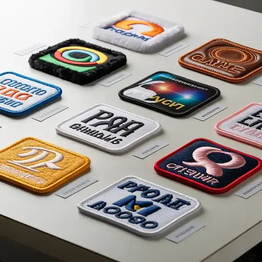 An assortment of diverse custom patch types.