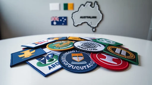 custom iron on patches australia — embroidered iron on patches with logos for school, business and sports clubs in Australia"
