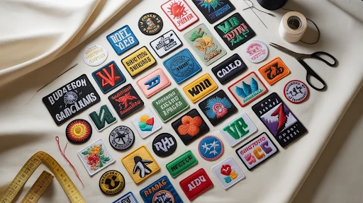 Sew-on-patches-placed-on-a-white-fabric